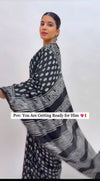 Online Shop of Black Mul Cotton Ready To Wear Saree – Printed Elegance