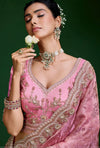 Pink Premium Tissue Designer Saree showcasing elegant shimmering fabric for wedding & festive celebrations | BharatPlaza