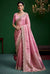 Pink Premium Tissue Designer Saree featuring delicate beadwork border for wedding & festive wear | BharatPlaza