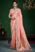 Peach Pink Premium Tissue Designer Saree showcasing elegant heavy beadwork border for wedding & festive wear | BharatPlaza