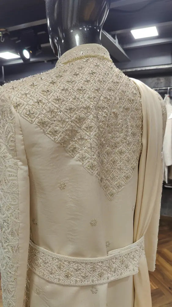 luxury indian groom sherwani in Toronto, Canada, with zari resham work bharatplaza