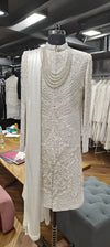 Off-White Silk Sherwani with Real Resham & Beads Handwork