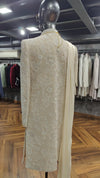 Four-piece designer beige sherwani set with stole and silk kurta | BharatPlaza