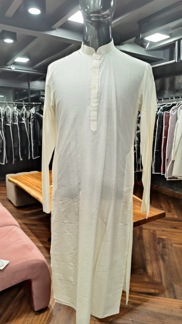 Handcrafted Traditional Ivory Silk Wedding Sherwani - Royal Groom Collection
