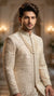 Ivory Silk Luxury Wedding Sherwani with heavy Resham & Zari handwork | BharatPlaza