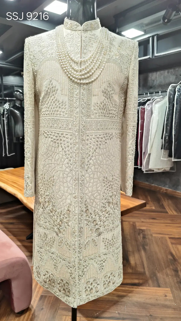 Real Original Image of Royal Groom Wear Ivory Sherwani for HNI Wedding Celebrations | BharatPlaza