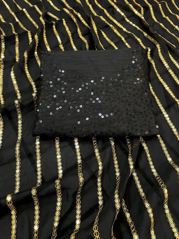 Elegant black sequins saree draped look