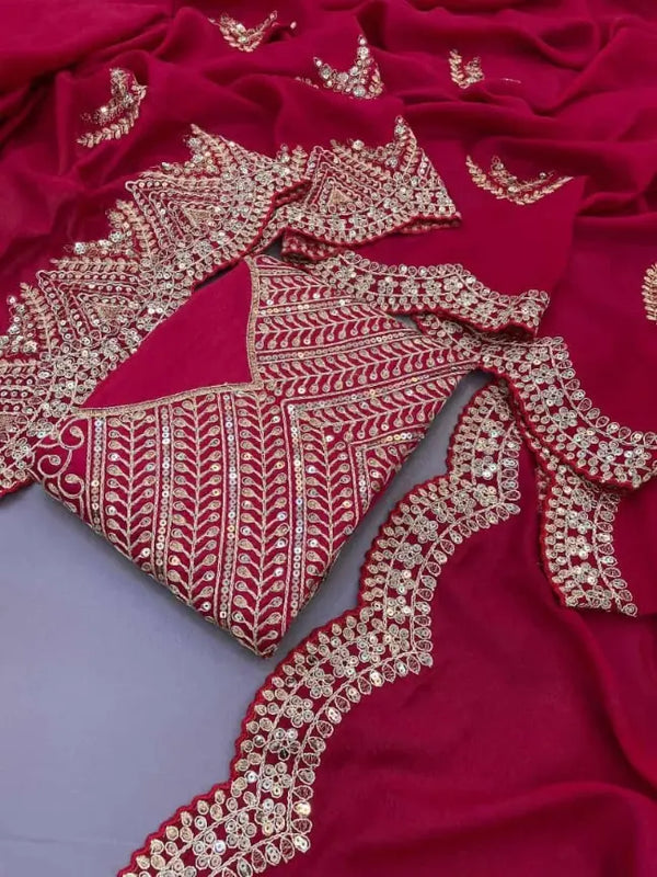 Maroon Vichitra Silk Saree with Zari Work