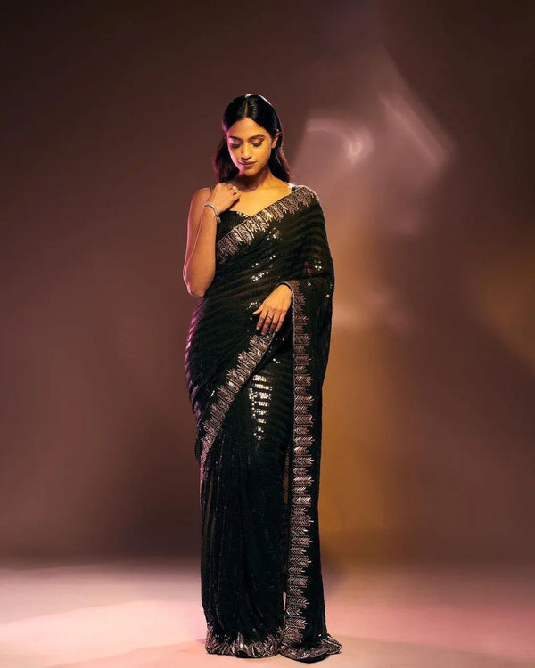 Sequins Saree for Party & Reception | Designer Faux Georgette Saree