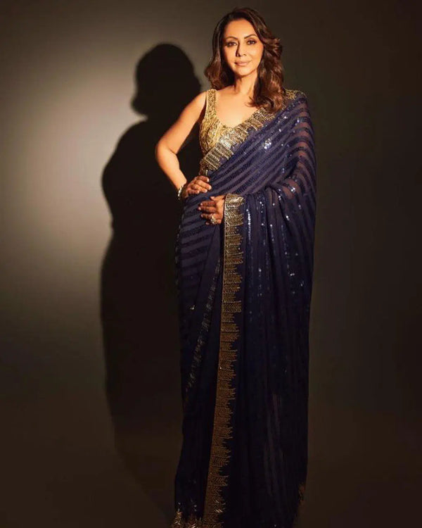Sequins Saree for Party & Reception | Designer Faux Georgette Saree