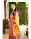 Mustard Yellow & Purple Soft Lichi Silk Saree with Copper Zari Jacquard Weaving