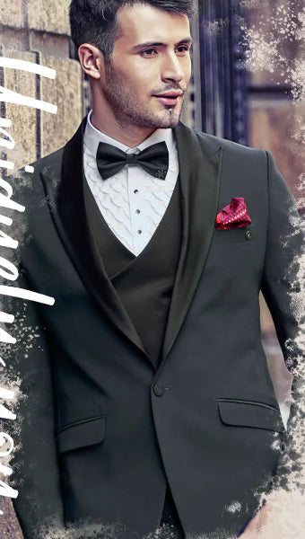 Black Designer Cocktail Tuxedo Suit