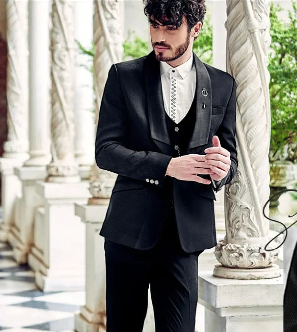 black designer trouser suit for cocktail parties