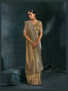 Luxury Grey Designer Saree with Cutdana Moti Embroidery for a Paris Wedding