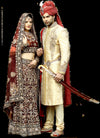 Luxury Bride And Groom Wedding Outfit With Heavy Zardosi Embroidery And Royal Styling in California