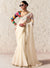 Cream Tissue Organza Printed Embroidered Saree for Wedding Guest in Singapore