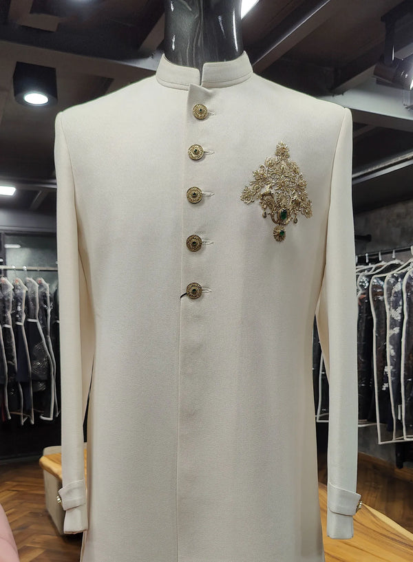 Premium Royal Ivory Jodhpuri Suit in California for Bride's Brother, USA | BharatPlaza