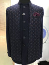 Navy Blue Embroidered Jacket Jodhpuri Suit for Groom