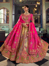 Fuchsia Pink & Antique Gold Banarasi Silk Royal Lehenga