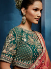 Peach Fancy Fabric Designer Saree highlighting exquisite full drape for luxury reception and wedding wear | BharatPlaza