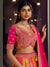 Pink and yellow Banarasi silk bridal lehenga with zari and crystal work for a grand Indian wedding in Dallas