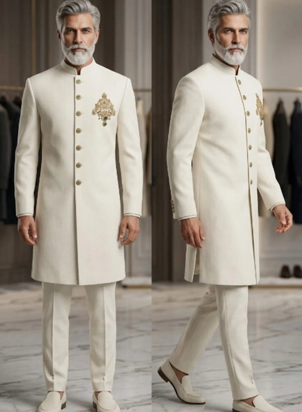 Minimal Luxury Groom Jodhpuri Suit in Chicago For Fathers, USA | BharatPlaza
