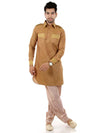 Short Gold Linen Kurta with Pathani Bottom – Casual Wear