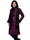 Dark Purple Cot Silk Kurta Set with Motif Embroidery