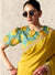 Designer Yellow Organza Saree with Floral Blouse in Christchurch