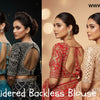 Embroidered Backless Blouse Sarees 2025 – Glamorous Bollywood Trends by BharatPlaza