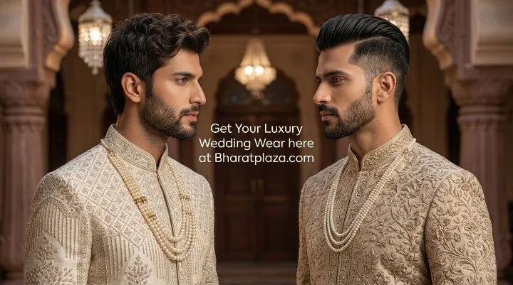 Luxury Bespoke Sherwani for NRI Grooms | BharatPlaza