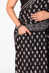 Online Shop of Black Mul Cotton Ready To Wear Saree – Printed Elegance