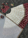 Designer lehenga rwhite maroonwedding lehenga with dupatta and blouse BharatPlaza 