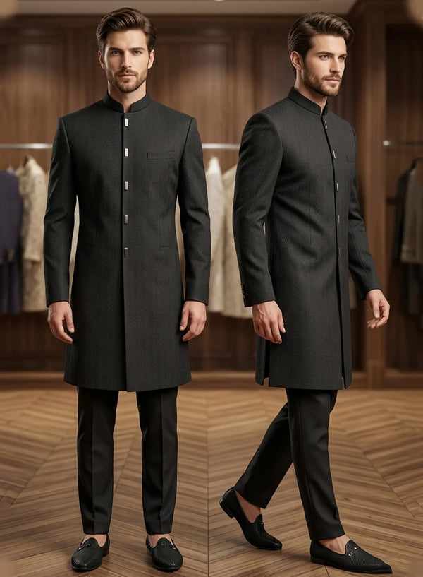 Premium Black Wedding Indo Western Suit for Brothers in California, USA | BharatPlaza