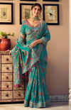 Emerald Green Floral Sequin Premium HO Designer Saree featuring rich intricate borders for wedding wear | BharatPlaza