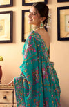 Emerald Green Floral Sequin Premium HO Designer Saree displaying stunning back design for wedding wear | BharatPlaza