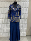 Royal Blue Couture Jacket Set for New York USA NRI Celebration
