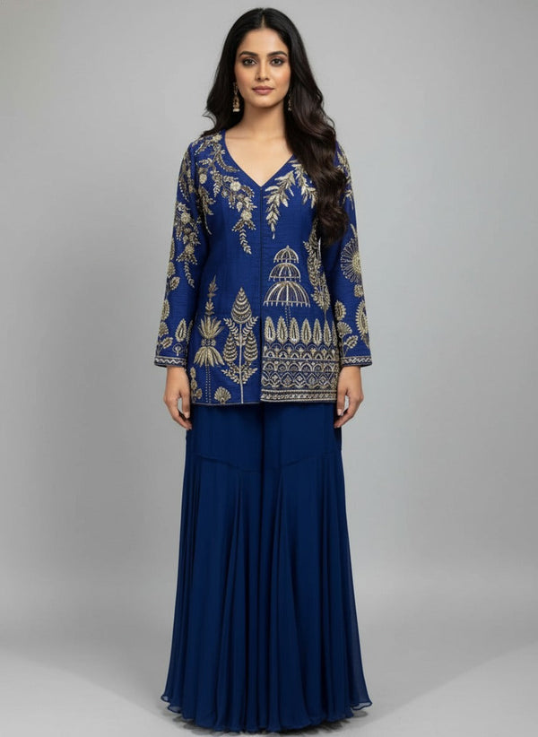 Luxury Embroidered Women's Indo Western Outfit for London UK Wedding Guest
