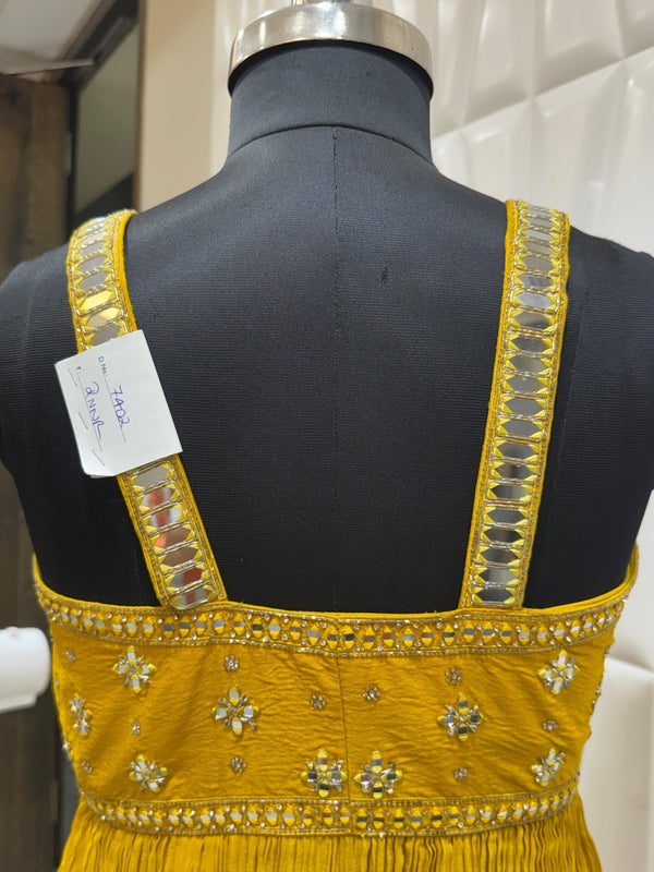 Mirror Embellished Silk Indo Western Set for New York USA NRI Events