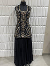 Live Original Design Image of Black Embroidered Long Choli Palazzo Set for Bridesmaids in New Jersey