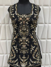 Black Silk Long Choli Palazzo with Bustier and Ruffle Dupatta for Wedding Guest Look in London