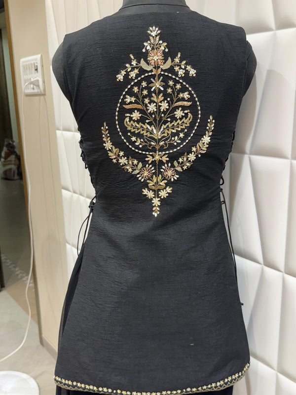 Designer Black Indo Western Palazzo Outfit for Sangeet Night Celebration in Ahmedabad