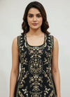 Black Embroidered Long Choli Palazzo Set for Luxury Sangeet Celebration in Mumbai