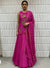 Hot Pink Habutai Silk Indo Western Palazzo Set With Organza Dupatta For Sangeet Functions