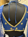 Back Neck Design Of Royal Blue Indo Western Top With Mirror Work And Tie Closure