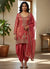 Peach Rose Tissue Embossed Indo Western Farsi Salwar Suit For Wedding Functions In Jaipur