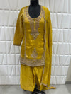 Traditional Mustard Gold Farsi Salwar Suit For Mothers Aunts And Wedding Guests at Abu Dhabi