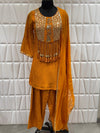 Designer Mustard Orange Wedding Guest Outfit for the Indian Wedding Celebration in Dubai