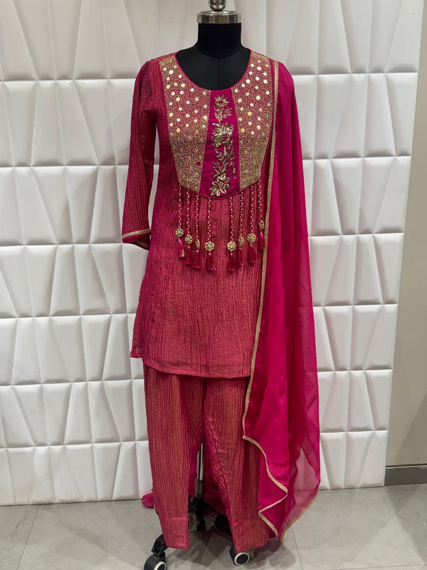 Delhi, India's Original View Designer Crush Tissue Salwar Suit for Mehendi and Sangeet