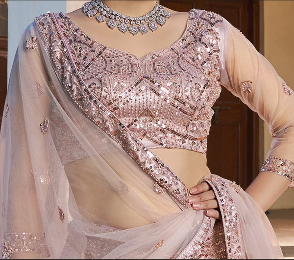 Trendy peach lehenga for Melbourne bridesmaids